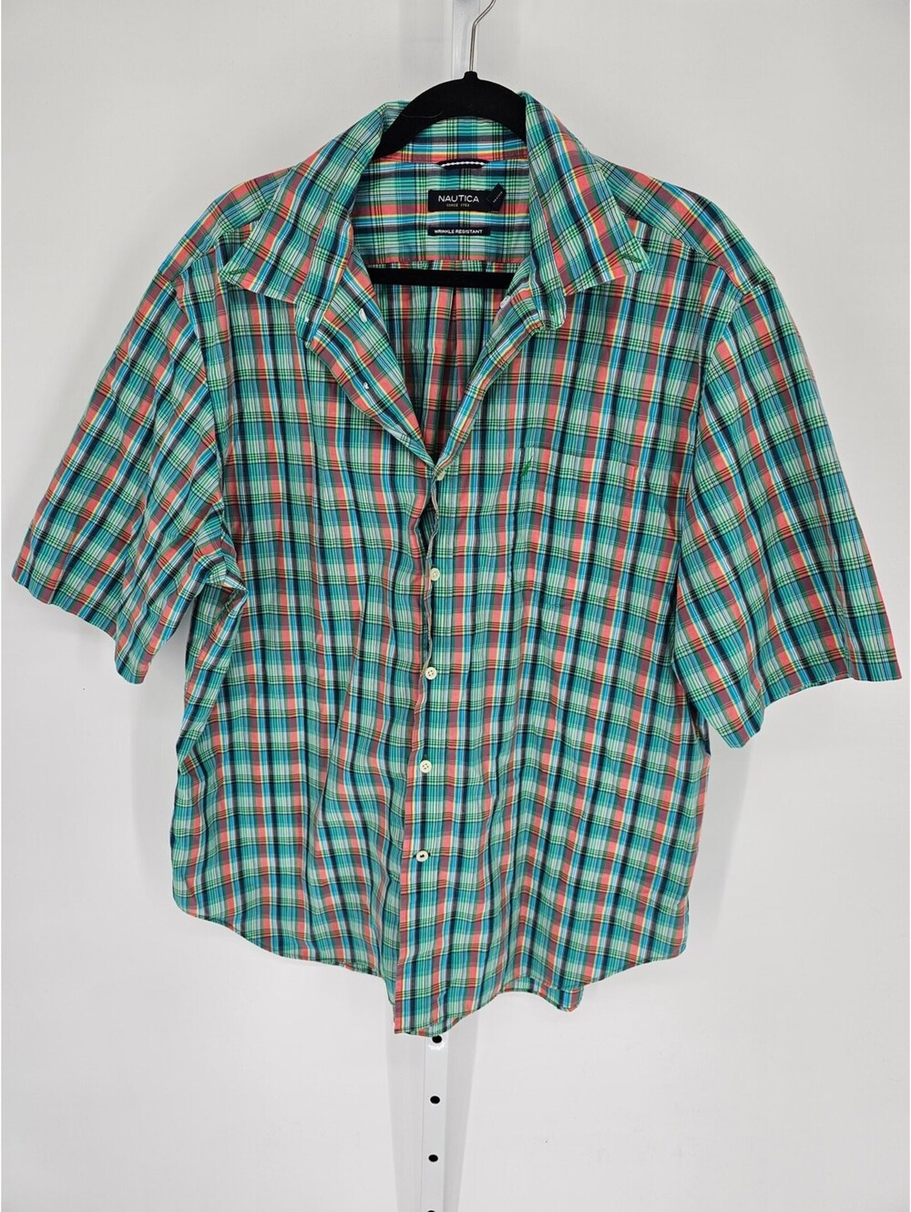 Nautica Men's Multicolored Check Short Sleeve Button-Up Shirt Size XXL